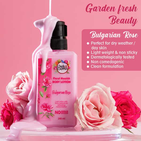 Buds & Berries Floral Nourish Light Body Lotion With Bulgarian Rose (240 Ml)