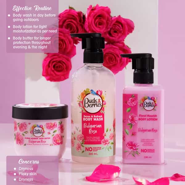 Buds & Berries Floral Nourish Light Body Lotion With Bulgarian Rose (240 Ml)