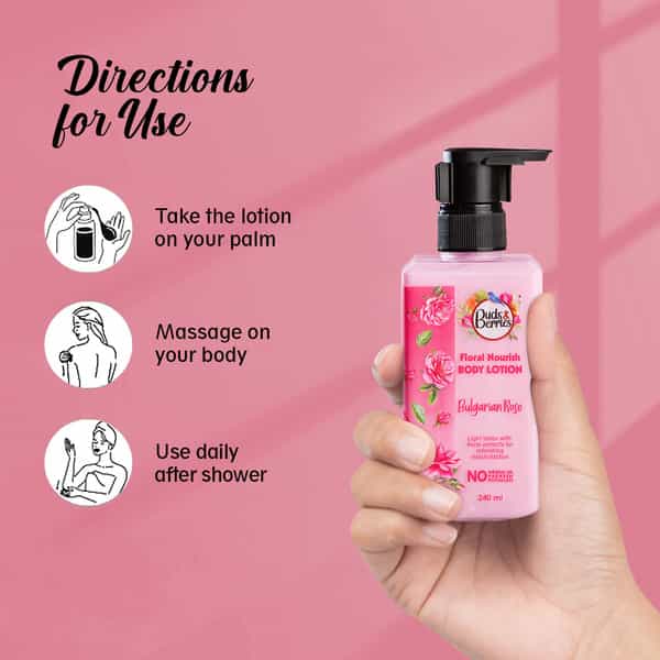 Buds & Berries Floral Nourish Light Body Lotion With Bulgarian Rose (240 Ml)