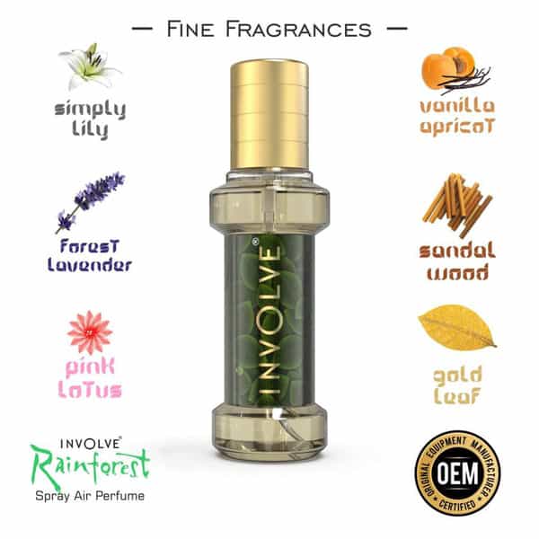 Involve Rainforest Sandalwood Scent Car Perfume - Woody Fine Fragrance Air Freshener Spray - Irf05
