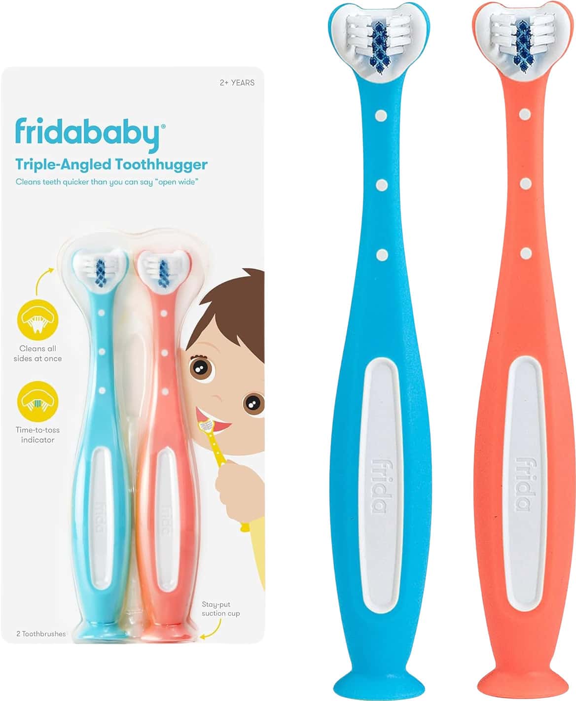Fridababy Triple-Angle Toothhugger Toothbrush | Kids 2+ Years | Soft Bristles | Pack Of 2