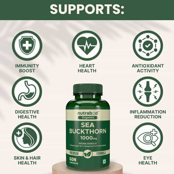 Nutrabud Sea Buckthorn Berry 1000Mg | Antioxidant & Skin Support | 60 Veg Capsules