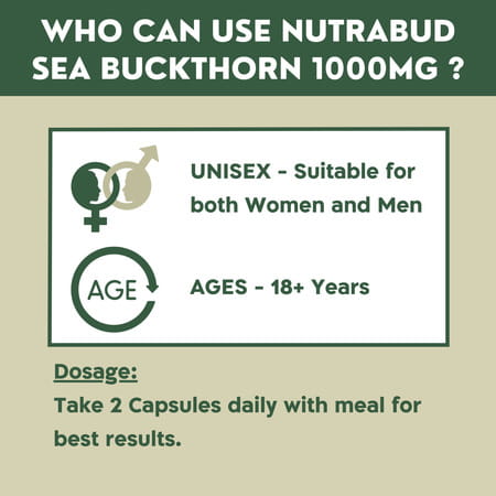 Nutrabud Sea Buckthorn Berry 1000mg | Antioxidant & Skin Support | 60 Veg Capsules