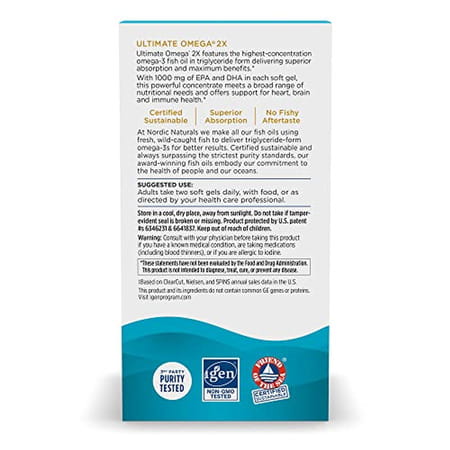 Nordic Naturals Ultimate Omega 2X 2150 Mg Omega 3 Fish Oil + Epa And Dha 120 Softgels For Adults