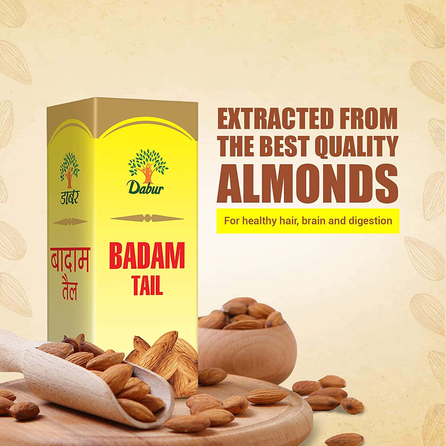 Buy DABUR BADAM TAIL SWEET ALMOND OIL RICH IN VITAMIN E FOR HEALTHY SKIN , HAIR AND BODY