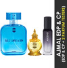 Ajmal Blu Dreams Edp 100Ml,Mukhallat Al Wafa Cp 12Ml & Ascend Edp 20Ml Pack 3 For Unisex + 2 Parfum