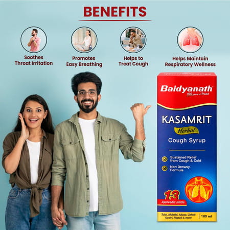 Baidyanath Kasamrit | Herbal And Ayurvedic Cough Syrup - 100ml