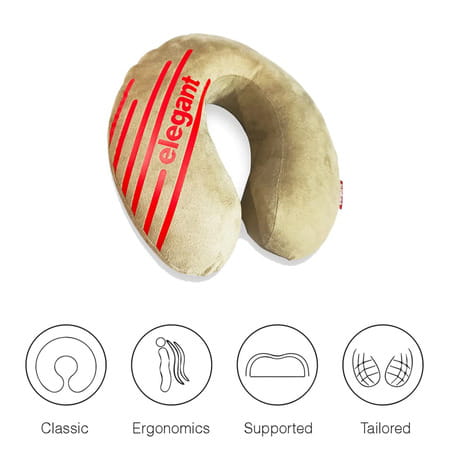 Elegant Cross Travel Pillow Beige