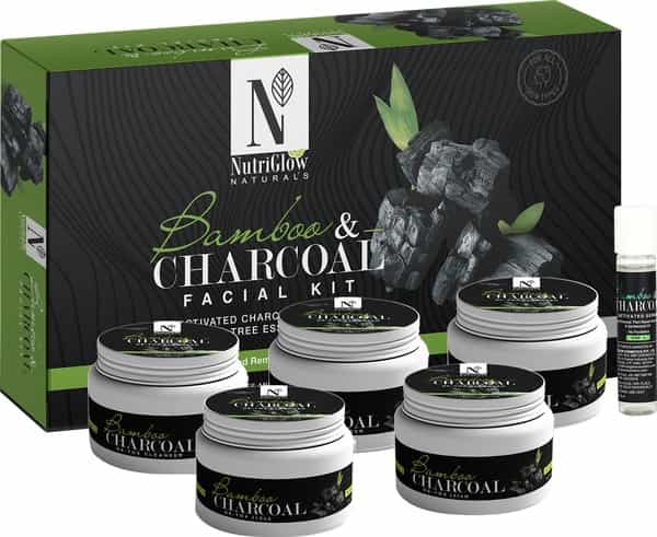 Nutriglow Natural's Bamboo And Activated Charcoal Facial Kit/Glowing Skin/Remove Blemishes 250Gm