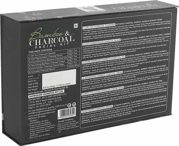 Nutriglow Natural's Bamboo And Activated Charcoal Facial Kit/Glowing Skin/Remove Blemishes 250Gm