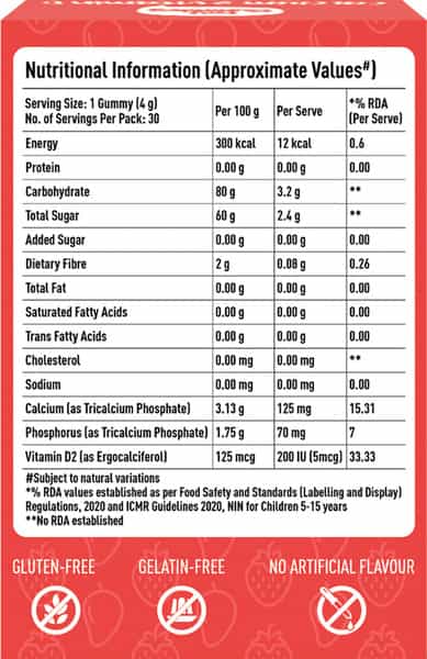 Bodyfirst My Gummies-Calcium & Vitamin D Gummies For Kids Mango & Strawberry 30 Gummies