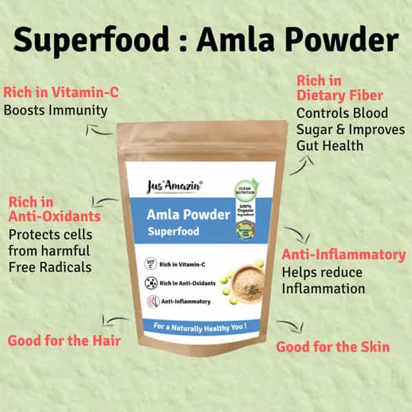 Jus Amazin Organic Amla Powder (500G) Clean Nutrition Superfood