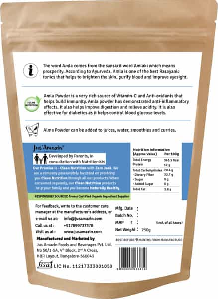 Jus Amazin Organic Amla Powder (500G) Clean Nutrition Superfood