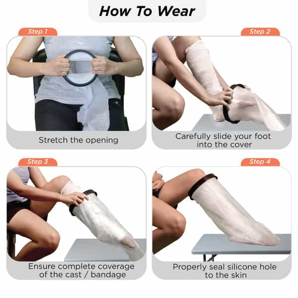 Vissco Cast Cover - Leg (Upto Knee) |Protects Bandage From Water Exposure During Bath &Shower(Grey)