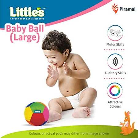Little'S Soft Plush Baby Ball With Rattle Sound (Size 11 Cm | M | Multi Color | Softball)