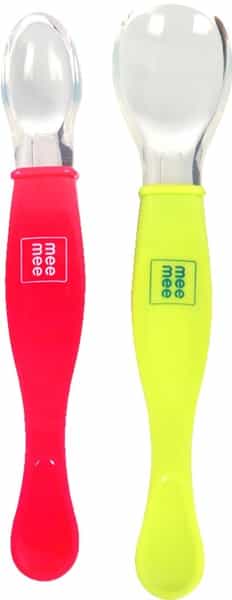 Mee Mee 3 In 1 Baby Weaning Spoon (Red/Green)