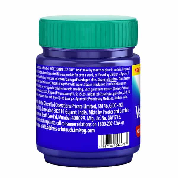 Vicks Vaporub Relieves From 6 Cough & Cold Symptoms - 105Ml