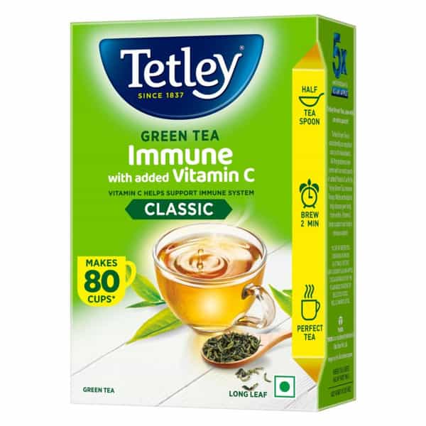 Tetley Long Leaf Green Tea| With Added Vitamin C| Classic Green Tea| 100G