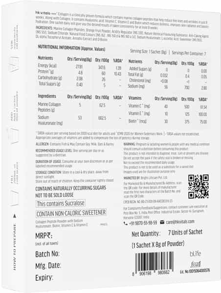 Hk Vitals Skin Radiance Marine Collagen Supplement (Orange | Pack Of 7)