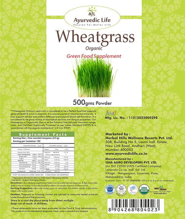 Ayurvedic Life Wheatgrass 500gms Powder (Pack Of 5)