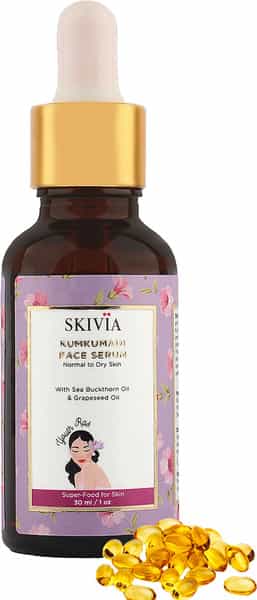 Skivia Kumkumadi Face Serum With Sea Buckthorn Oil & Vitamin E - 30Ml|Reduces Dark Spots|Unisex