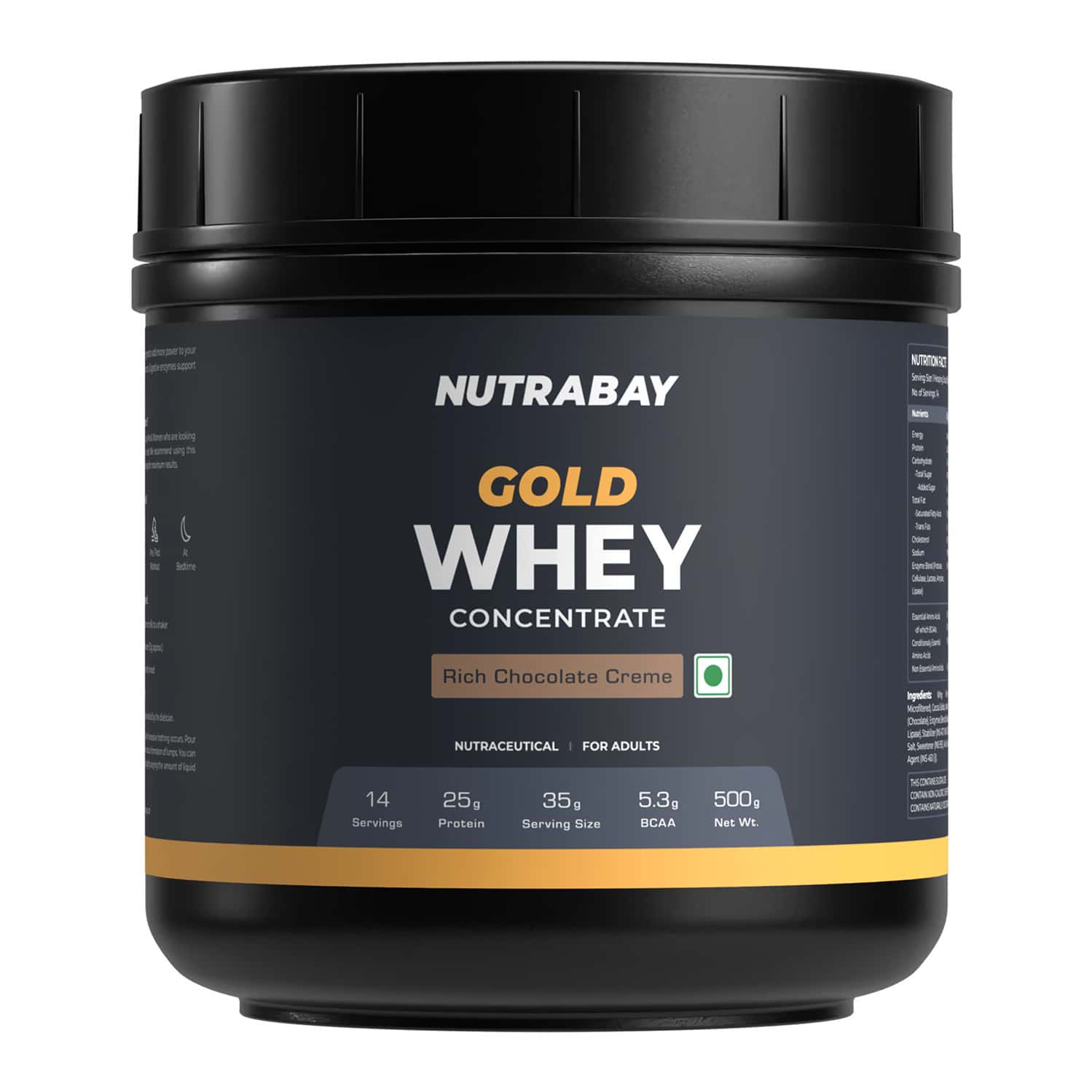 Nutrabay Gold 100% Whey Protein Concentrate Rich Chocolate Creme - 500g