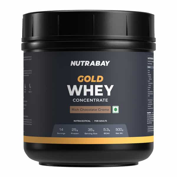 Nutrabay Gold 100% Whey Protein Concentrate Rich Chocolate Creme - 500G