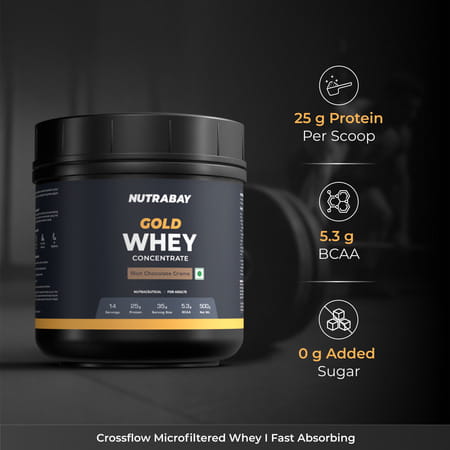 Nutrabay Gold 100% Whey Protein Concentrate Rich Chocolate Creme - 500g