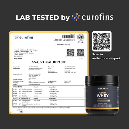 Nutrabay Gold 100% Whey Protein Concentrate Rich Chocolate Creme - 500g