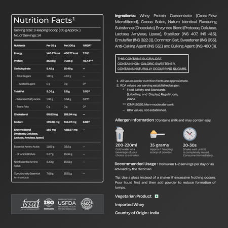 Nutrabay Gold 100% Whey Protein Concentrate Rich Chocolate Creme - 500g