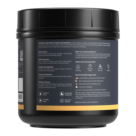 Nutrabay Gold 100% Whey Protein Concentrate Rich Chocolate Creme - 500g