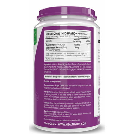 Healthyhey Nutrition Coq10-105Mg - 60 Veg Capsules