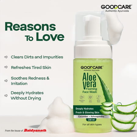 Goodcare Aloe Vera Foaming Face Wash | Soap | Sls & Paraben Free | All Skin Types - 150Ml