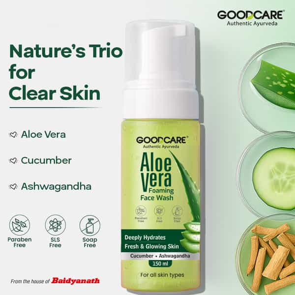 Goodcare Aloe Vera Foaming Face Wash | Soap | Sls & Paraben Free | All Skin Types - 150Ml