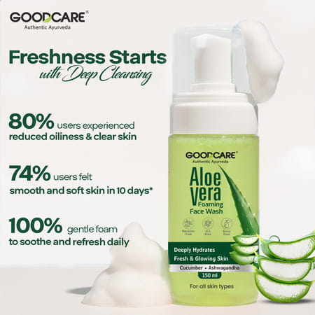 Goodcare Aloe Vera Foaming Face Wash | Soap | Sls & Paraben Free | All Skin Types - 150ml