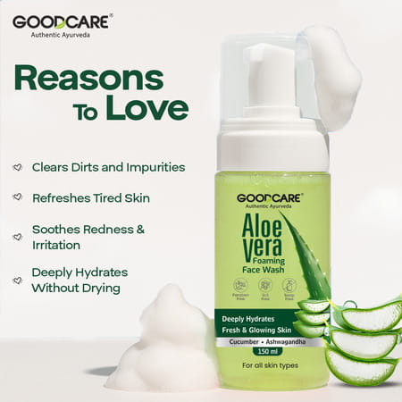 Goodcare Aloe Vera Foaming Face Wash | Soap | Sls & Paraben Free | All Skin Types - 150ml