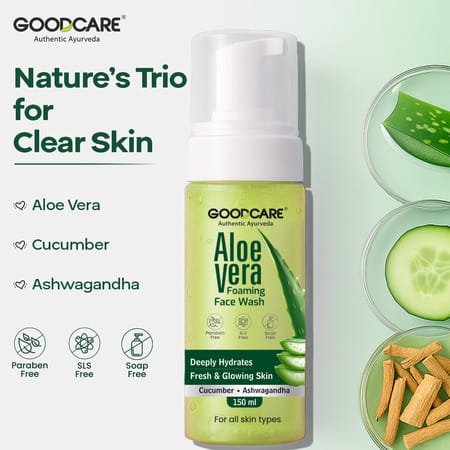 Goodcare Aloe Vera Foaming Face Wash | Soap | Sls & Paraben Free | All Skin Types - 150ml