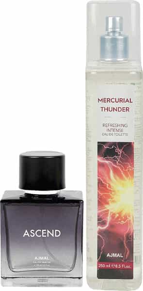 Ajmal Ascend Edp 100Ml & Mercurial Thunder Edt 250Ml For Men & Women Combo Pack Of 2 (Total 350Ml)