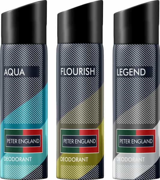 Peter England Fresh Fragrance Aqua Florish & Legend Deodorant (Pack Of 3) - 450 Ml