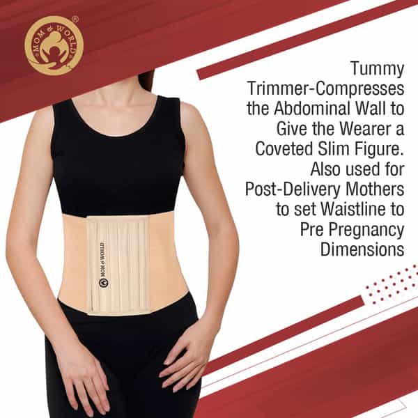 Mom & World Tummy Trimmer 8" Abdominal Belt Body Shaper Belt | Brown Colour Belt Small Size