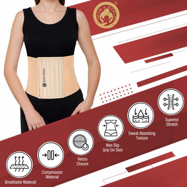 Mom & World Tummy Trimmer 8" Abdominal Belt Body Shaper Belt | Brown Colour Belt Small Size