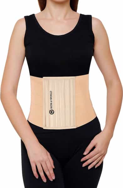 Mom & World Tummy Trimmer 8" Abdominal Belt Body Shaper Belt | Brown Colour Belt Small Size