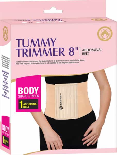 Mom & World Tummy Trimmer 8" Abdominal Belt Body Shaper Belt | Brown Colour Belt Small Size