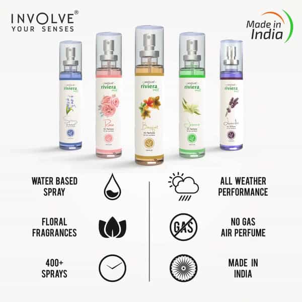 Involve Riviera Mist - Spring Fresh Perfume Water Based Air Freshener For Car/Room - Irm05