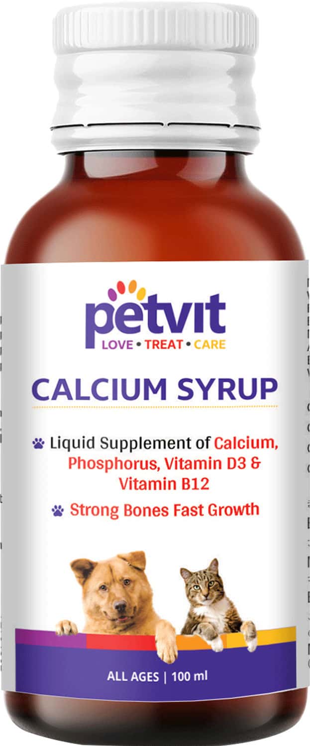 Petvit Calcium Syrup For Dog Stronger Bones Teeth & Growth In Pet For All Age Group 100ml