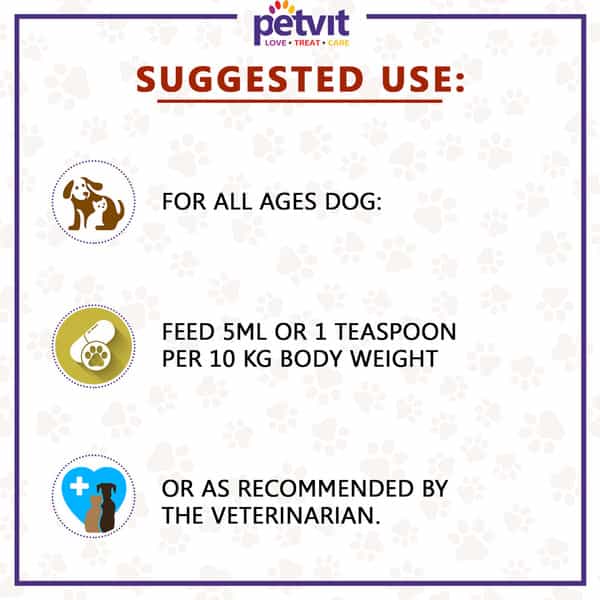 Petvit Calcium Syrup For Dog Stronger Bones Teeth & Growth In Pet For All Age Group 100Ml