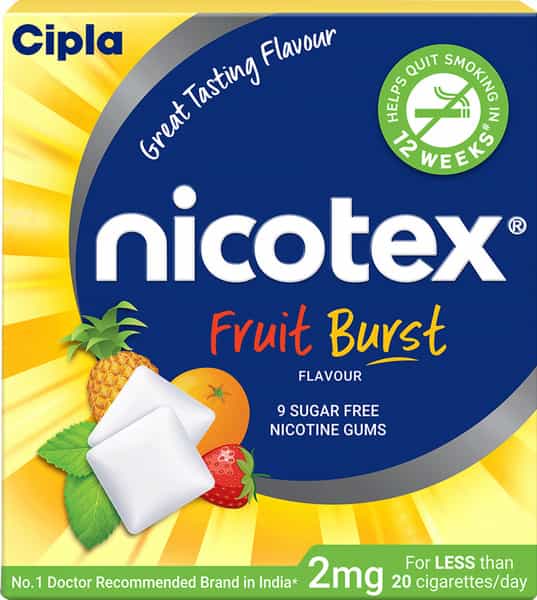 Nicotex Nicotine Gums Fruit Burst Flavour 2Mg | Helps Quit Smoking