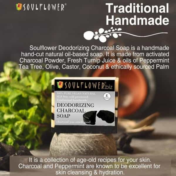 Soulflower Deodorizing Charcoal Soap 150Gm