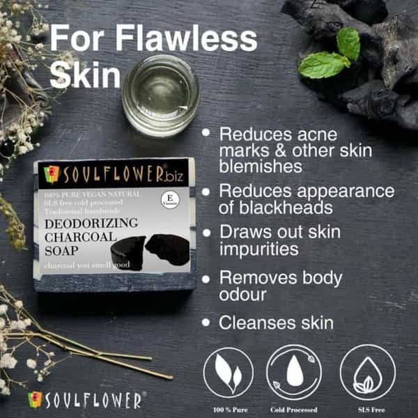 Soulflower Deodorizing Charcoal Soap 150Gm