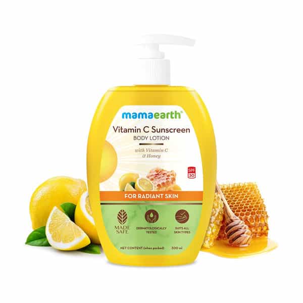 Mamaearth Vitamin C Sunscreen Body Lotion With Vitamin C - Spf 30 Sun Protection|Women & Men|300Ml